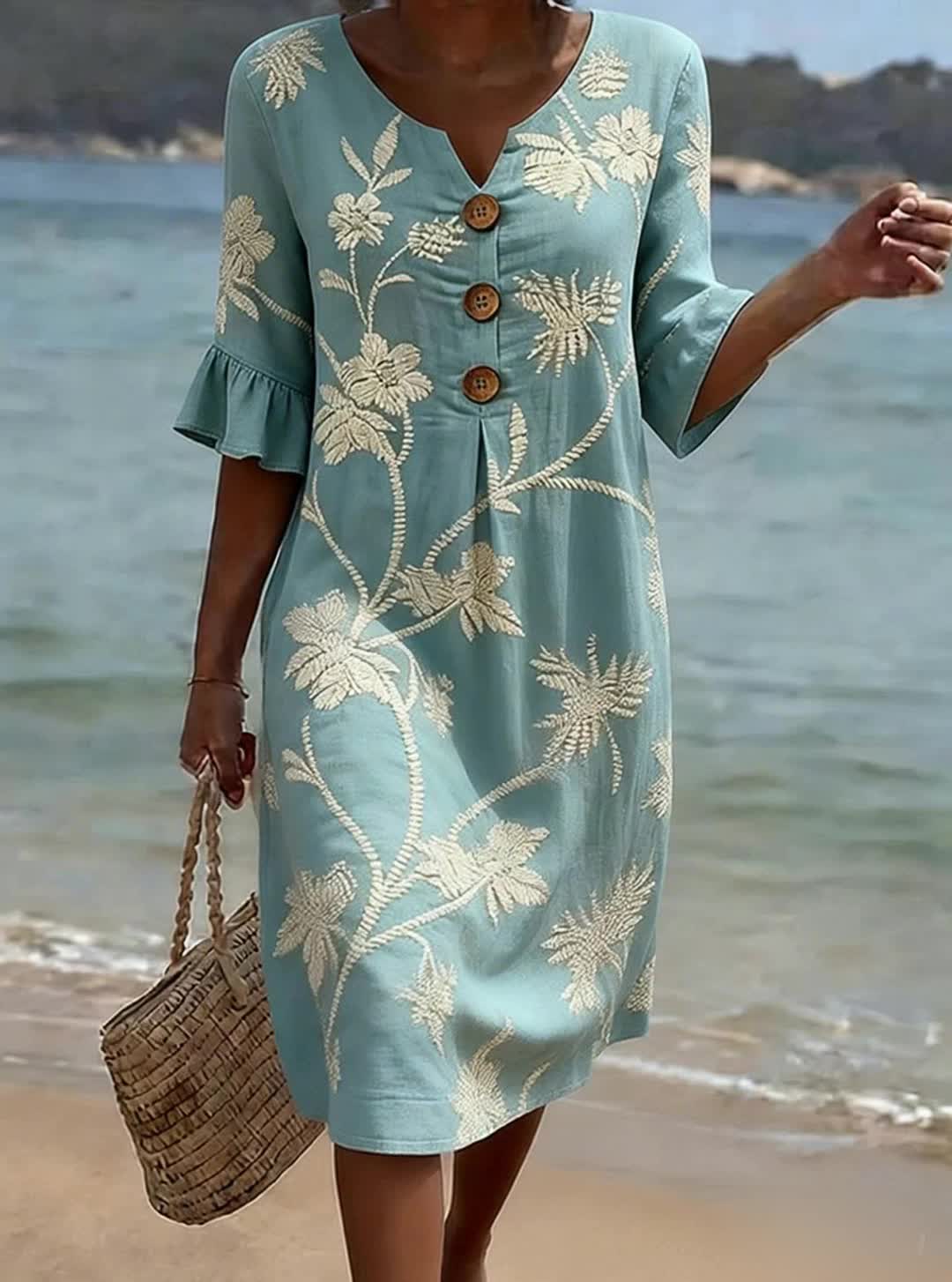 Flores - Vestido informal de mujer con estampado floral