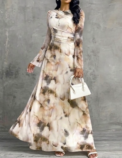 CELESTE | Vestido Elegante de Malla con Estampado