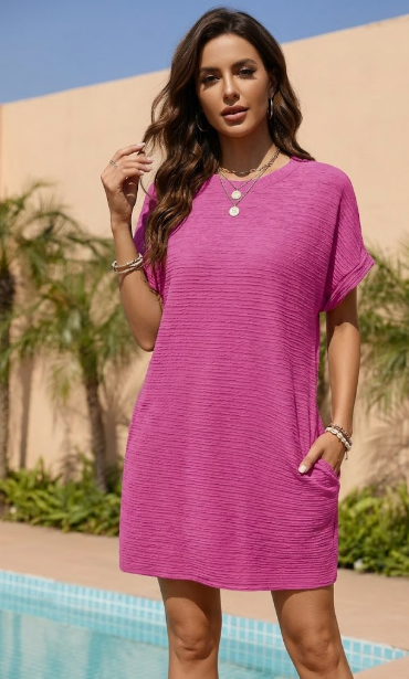 Eva – Vestido de verano informal y minimalista con cuello redondo